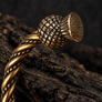 Close-up detail of Scottish Thistle bronze bracelet terminal