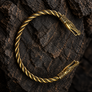 Handmade braided brass Viking armring with Urnes dragon head terminals