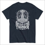 Dark blue Thor’s Hammer shirt for men with Born of Thunder Mjolnir artwork