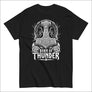 Black Mjolnir Viking t-shirt for men with Born of Thunder Thor’s Hammer design