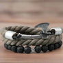 Double Bracelet With Axe and Lava Stones - Northlord