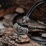 Mjolnir Bracelet With Viking Bead Round Leather - Northlord-PK