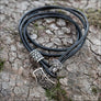 Mjolnir Bracelet With Viking Bead Round Leather - Northlord-PK