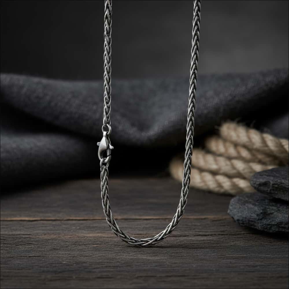 Oxidized Wheat Chain, 925 Sterling Silver - Northlord