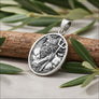 Poseidon sterling silver pendant with trident, oval medallion, ancient Greek jewelry, 925 silver