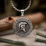 Spartan Helmet Pendant With Meander Pattern Sterling Silver - Northlord