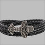 Thor’s Hammer Leather Viking Bracelet Silvered Bronze - Northlord-PK