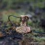 Thor’s Hammer Pendant With Valknut and Ram Bronze - Northlord