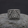 Triquetra Ring With Mammen Motifs Silvered Bronze - Northlord-PK