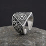 Triquetra Ring With Mammen Motifs Silvered Bronze - Northlord-PK