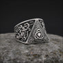 Triquetra Ring With Mammen Motifs Silvered Bronze - Northlord-PK