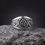 Valknut Ring With Dragon Knots Silvered Bronze - Northlord-PK