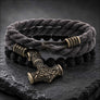 Viking Bracelet With Mjolnir and Lava Stones