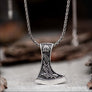 Viking Axe Pendant With Raven and Wolf Sterling Silver - Northlord