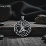 Sterling Silver Yggdrasil Tree of Life Pendant - Front View - Norse Jewelry by Northlord
