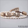 Big Viking Axe Bracelet Braided Leather White Northlord PK