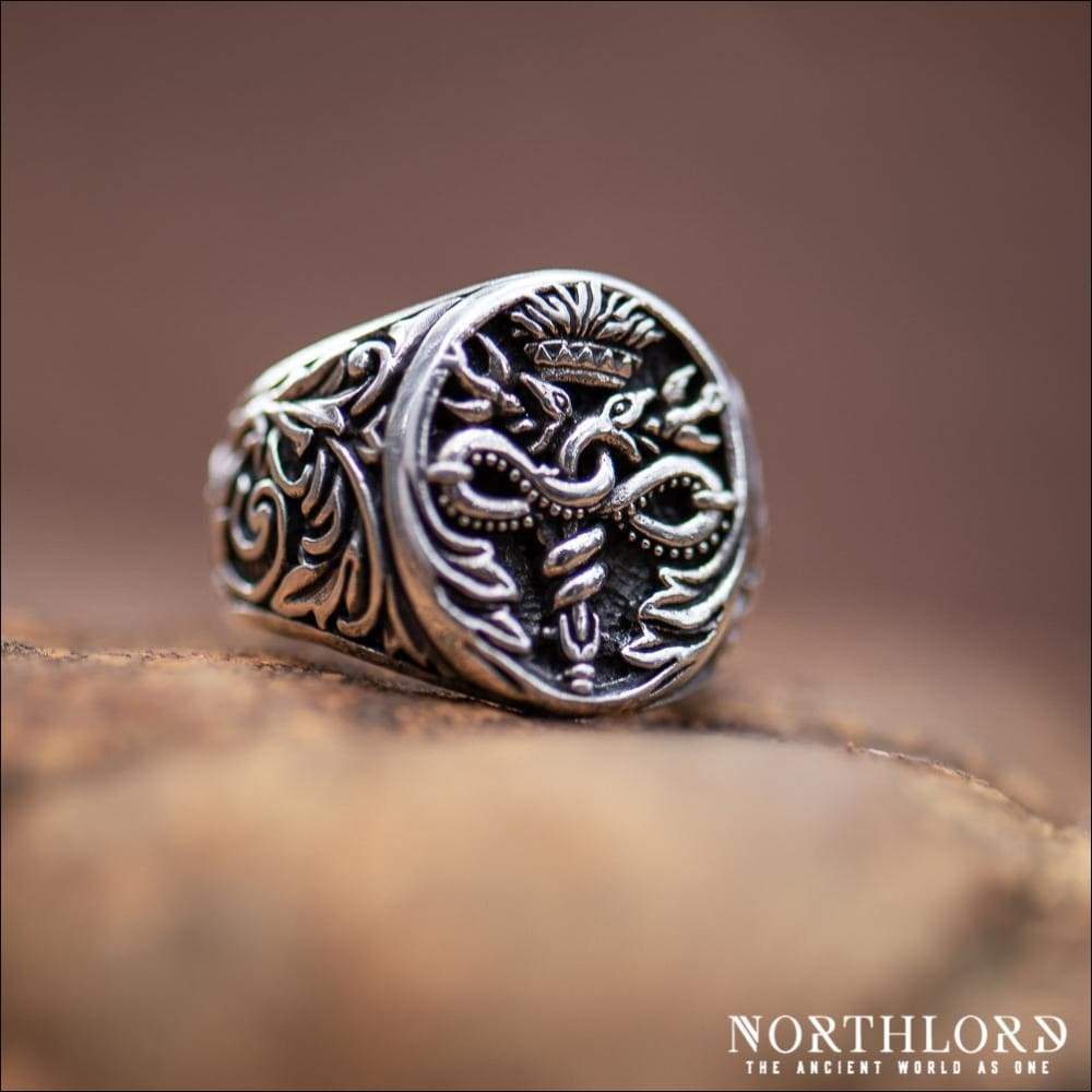 Caduceus Ring Ancient Greek Symbol Sterling Silver Northlord