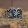 Helm Of Awe Ring With Ravens Sterling Silver - Northlord