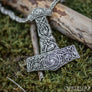 Large Thor’s Hammer Necklace With Knotwork Silver-Plated - Northlord