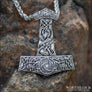 Large Thor’s Hammer Necklace With Knotwork Silver-Plated - Northlord