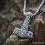 Large Thor’s Hammer Necklace With Knotwork Silver-Plated - Northlord