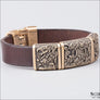 Leather Bracelet With Yggdrasil and Ravens Bronze Northlord