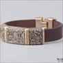 Leather Bracelet With Yggdrasil and Ravens Bronze Northlord