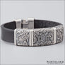 Leather Bracelet With Yggdrasil and Ravens Silvered Bronze - Northlord-PK