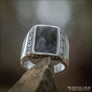 Rectangle Greek Ring With Meander and Black Onyx Sterling Silver - Northlord