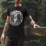 Men’s Viking T-shirt With Wolves Skoll and Hati Black - Northlord