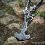 Mjolnir Necklace With Wolf Heads Hand Forged - Northlord