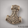 Mjolnir Pendant Necklace Odin And His Ravens Bronze - Northlord