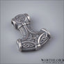 Mjolnir Pendant Necklace Odin And Ravens Silvered Bronze - Northlord