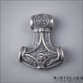 Mjolnir Pendant Necklace Odin And Ravens Silvered Bronze - Northlord
