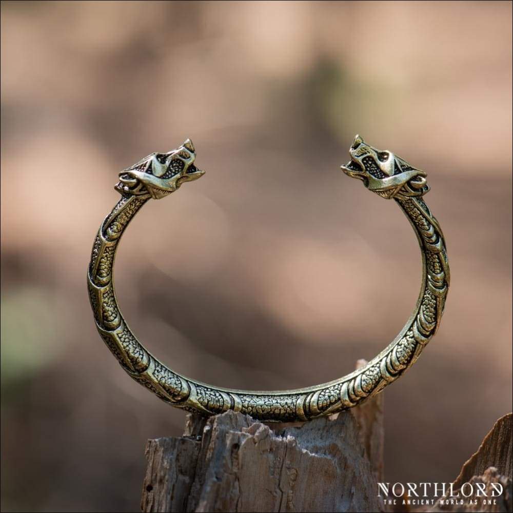 With Armring Bear - Viking Heads Northlord Bronze Modern