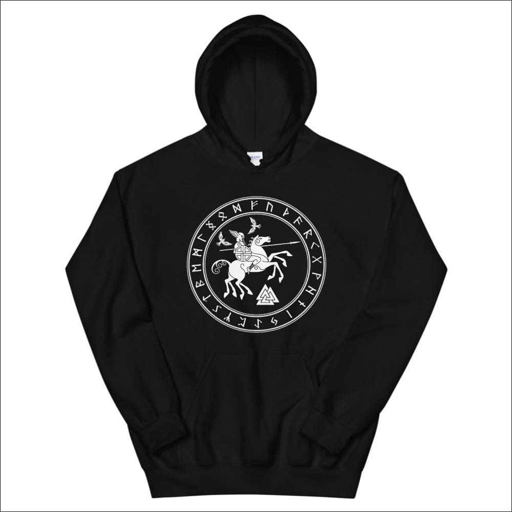 Odin Riding Sleipnir Men's Viking Hoodie Black Northlord