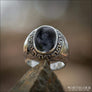 Oval Greek Ring With Meander and Black Onyx Sterling Silver - Northlord