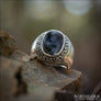 Oval Greek Ring With Meander and Black Onyx Sterling Silver - Northlord