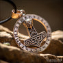 Small Thor’s Hammer Amulet With Runes Bronze - Northlord