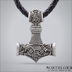 Thor’s Hammer Necklace Jormungandr Motif Silvered Bronze - Northlord - PK