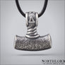 Thor’s Hammer Necklace With Runes Silvered Bronze - Northlord-PK