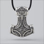 Thor’s Hammer Pendant With Odin and Ravens Sterling Silver Northlord