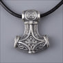 Thor’s Hammer Pendant With Odin and Ravens Sterling Silver Northlord