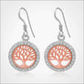 Tree Of Life Earrings Rose Gold With Cubic Zirconia - Northlord