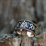 Valknut Ring With Runes Hail Odin Bronze - Northlord