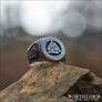 Valknut Ring With Runes And Jormungandr Sterling Silver - Northlord