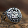 Valknut Ring With Runes Sterling Silver - Northlord
