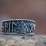 Valknut Ring With Runic Inscription Sterling Silver - Northlord