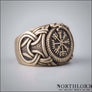 Vegvisir With Jormungandr Viking Ring Bronze - Northlord-PK
