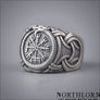 Vegvisir and Jormungandr Viking Ring Sterling Silver Northlord PK